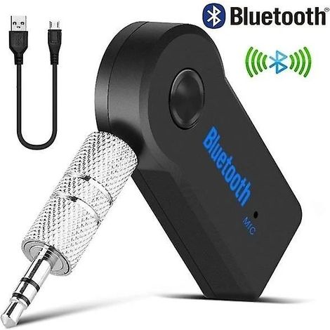 Adaptateur émetteur/récepteur Bluetooth 5.0 sans fil 2 en 1 avec prise jack 3,5 mm pour voiture, compatible avec les casques audio A2DP et les appels mains libres. (1/4)