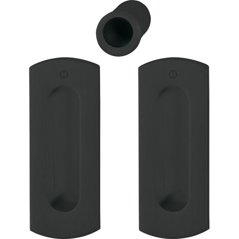 HOPPE Schiebetürmuschel Set M463 - ecken abgerundet, ohne Lochung, Messing schwarz