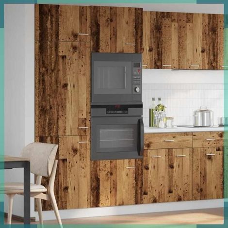 856128 Meuble à micro-ondes 'Lyon' Bois ancien 60 x 57 x 207 cm Bois d'ingénierie (1/5)