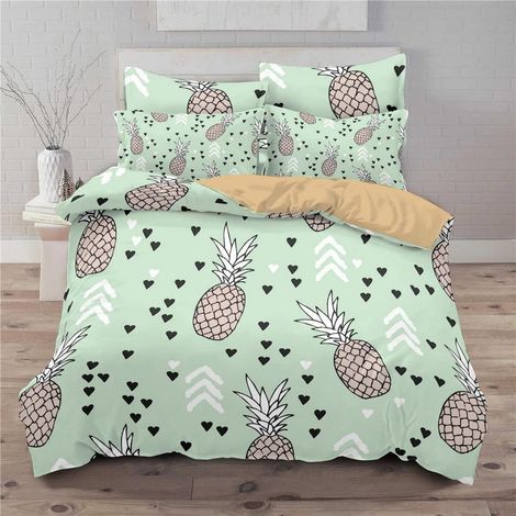 Ensemble de literie Ananas 135x200cm avec taie d'oreiller 80x80cm, tropical, pour enfants