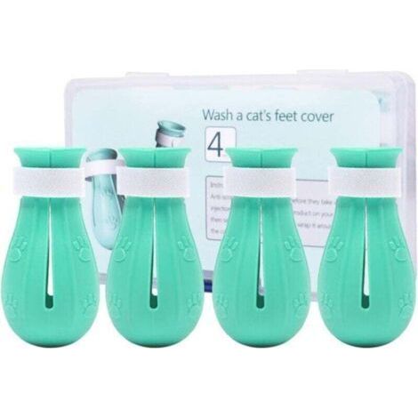 Cat Silicone Boots Cat Shoe Anti-Scratch Cat Foot Boots 4 , XU, Parts for Dogs or Cats to Prevent They From Scratching, Light Green - (1/4)