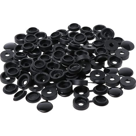 100 pezzi di coprivite in plastica, tappi per viti in plastica, copriviti, copriviti con rondella, copriviti decorativi (neri) (1/5)