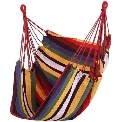 Colorful Striped Hanging Hammock Chair – Portable and Comfortable for Indoor Use (1/5)