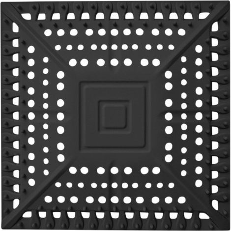 Grille de bonde carrée en silicone - récupérateur de cheveux multifonctionnel pour douche, baignoire et lavabo, 14 cm x 14 cm, flexible et réutilisable, noir (1/5)