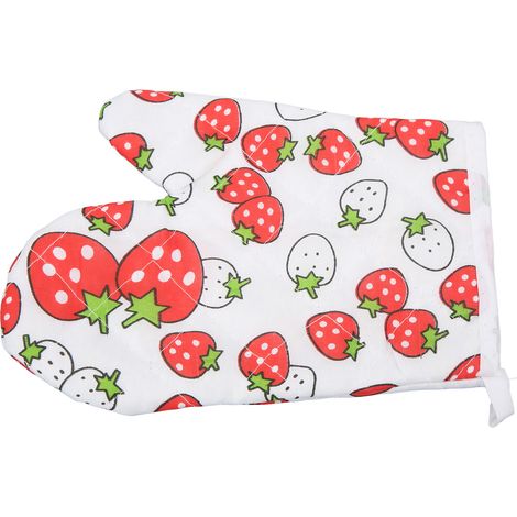 Gants de four en polyester-coton imprimés, design avec cordon, mitaines de cuisine pour micro-ondes (1/5)