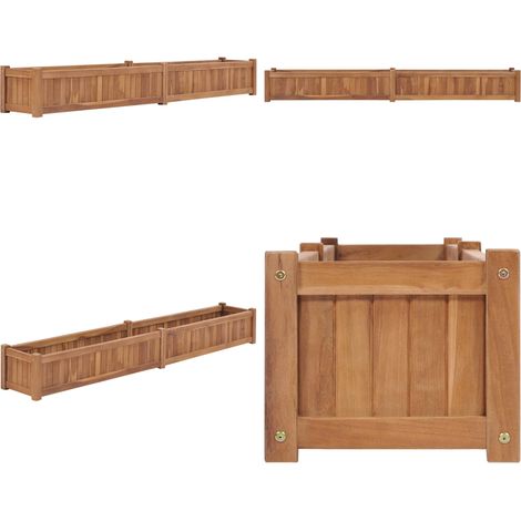 Lit surélevé 200x30x25 cm Bois de teck solide - Jardinière En Bois - Jardinière Extérieure - Pot De Fleurs Extérieur - Jardin Design - Décoration Jardin - Home & Living (1/5)