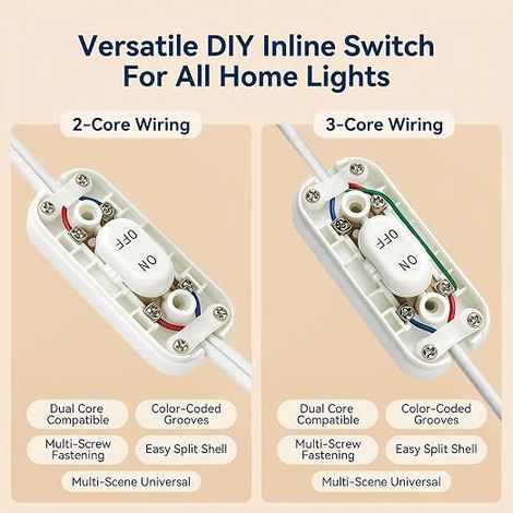 Replacement Lamp Switch Rocker Switch 6A 250V White (1/4)