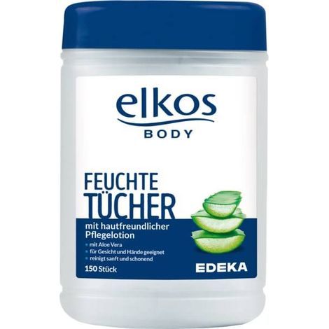 Toallitas húmedas Elkos con aloe, 150 unidades.