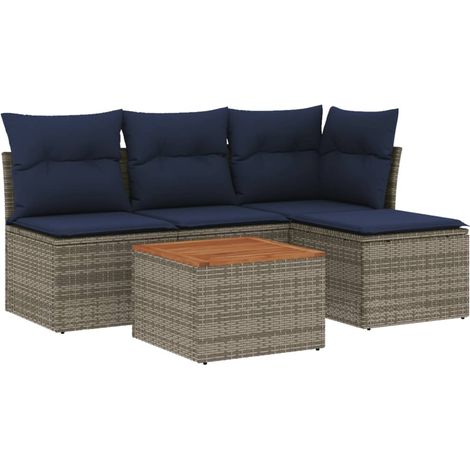 Maison Exclusive - 5-teiliges Gartensofa-Set mit Kissen, grau, Po