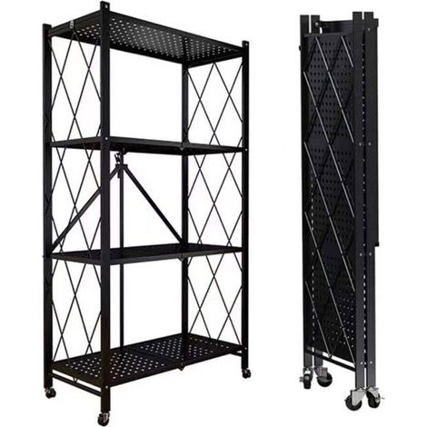 Estante de almacenamiento - SEVEN COMFORT - Plegable - 4 niveles - 20 kg/nivel - Ruedas 360° con freno (1/5)