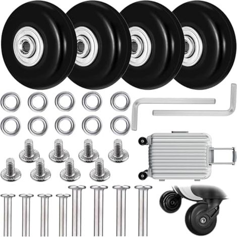 4 Pièces Roulettes Valise, 45x18mm Valise Roues Remplacement, pour Valises et Trolleys (1/4)