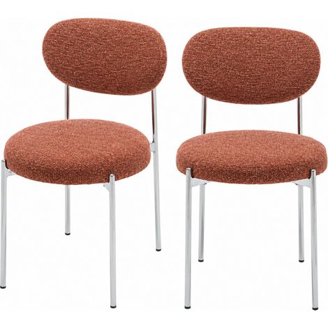 Lot de 2 chaises en tissu pieds chrome - Rouille - Kyoto (1/5)