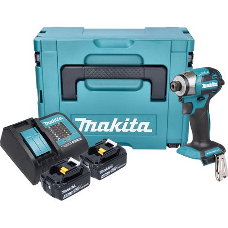 Llave de impacto sin cable Makita DTD 173 SMJ 18 V 180 Nm 1/4" sin escobillas + 2x batería recargable 4,0 Ah + cargador + Makpac