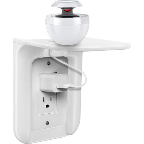 Estantería de pared para enchufes con gestión de cables y amplio espacio para tomas de corriente - Ideal para el baño - Soporte para cargar teléfonos móviles - Blanco (1/5)