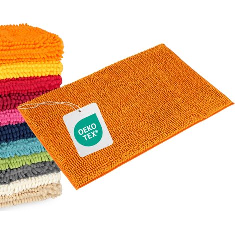 WOHNDIRECT tapis de bain PARIS - 1 pièce 70x120 cm, orange
