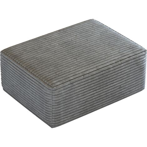 Pouf en velours côtelé gris repose-pieds pour salon 70x95x40 cm (1/5)