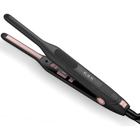 Mini Lisseur Cheveux Court, Petit Fer à Lisser Cheveux Court Titane 2 en 1, Aempérature Réglable 50℃- 230℃, Pour Frange, Barbe Masculine, Arrêt Automatique, Double Tension (Noir) (1/5)