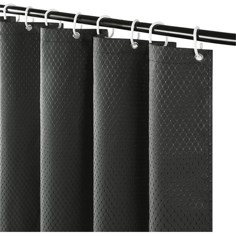 Schimmelresistenter, wasserdichter und waschbarer, dicker, dunkelgrauer Duschvorhang aus Polyester für die Badewanne, 80 x 180 cm, mit 6 Haken. (1/5)