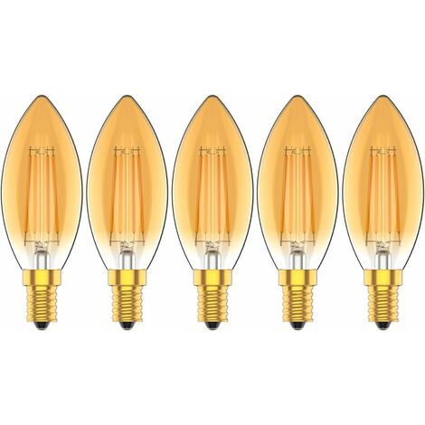 Ampoules Bougie à LED E14 4W, 30W Ampoule à incandescence équivalent, 2200K Blanc Chaud, 300LM, Cri80+, Petit Culot à Vis, Chandelier ampoules LED,Lot de 5 (1/5)