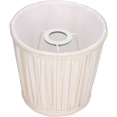 Lampenschirm aus elfenbeinfarbenem Stoff, konisch, 15,5 x 14 x 11,5 cm, zum Aufklemmen für Kerzen, Tischlampen oder Kristalllüster, E14-Fassung, moderner und minimalistischer Stil (1/5)