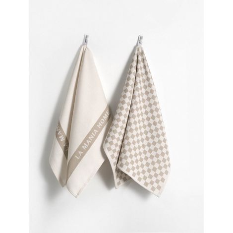 Paños de cocina elegantes color beige, 2 unidades. (1/5)