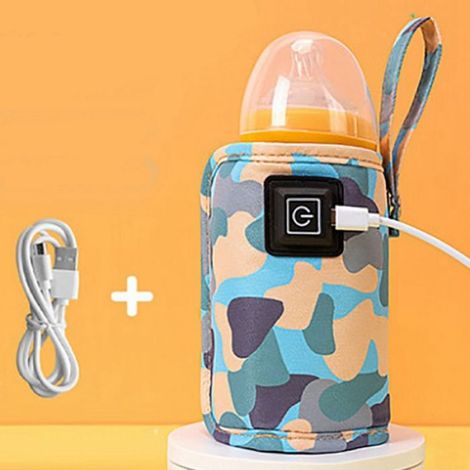 Universel USB Chauffe-Eau Lait Poussette Voyage Sac Isotherme Portable BéBé Allaitement Biberon Chauffe Camouflage-Bleu (1/4)