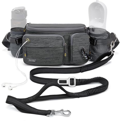 4 in 1 Running Leash with Large Waist Bag, Waist Belt, Fanny Pack for Walking Dog (1/5)