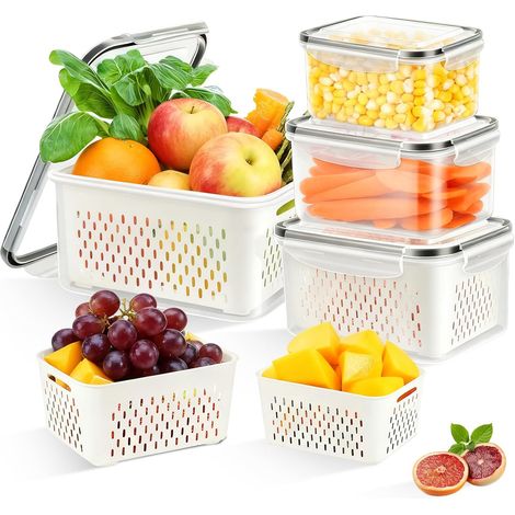 Lot De 3 Boîte Rangement Frigo Transparent avec Couvercles Etanches (1/5)