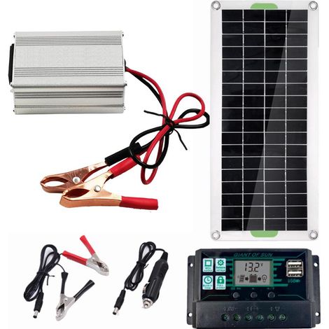 Kit panneaux solaires monocristallins léger portable avec onduleur pour bateaux voitures (1/5)