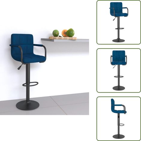 Confort - vidaXL Tabouret de bar Bleu Velours - Repose-pied (1/5)