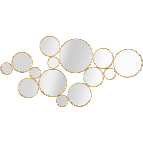 Wanddekoration mit goldenen runden Spiegeln Mirrors (1/5)