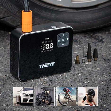 compresseur à air portatif, 4000mAh avec Grand écran LCD,120PSI, gonfleur pneus Voiture gonfleur Electrique Pompe a Velo, Mini Compresseur portatif Air numérique, pour Vélo/Moto/Balle (1/5)