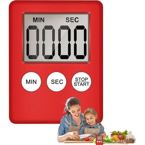 pezzi Timer da cucina per cucinare - Timer magnetico, strumento digitale portatile con ampio display e allarme forte per la cottura, l'esercizio fisico, la casa e l'ufficio (1/5)