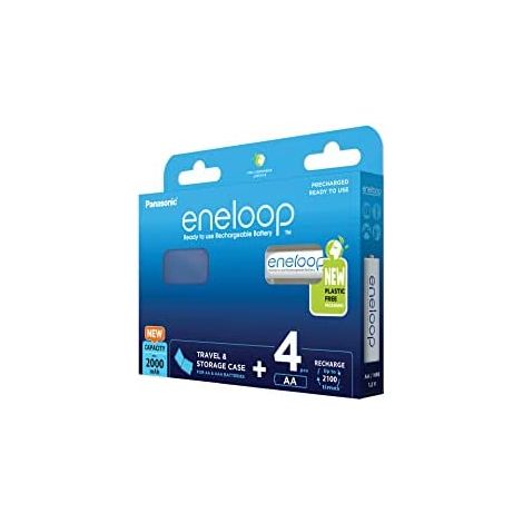 Eneloop - Lote de 2 pilas recargables (Ni-MH, 2000 mAh, 2 unidades, incluye caja de almacenamiento