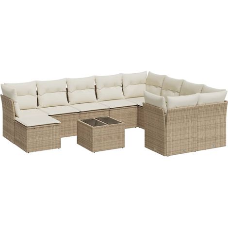 Maison Exclusive - Set de sofás de jardín 11pzas con cojines ratá (1/3)