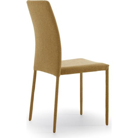 Sedia Leda Design Moderno in Tessuto Easy-Clean Giallo - Struttura in Metallo Rivestito - Seduta Elegante per Sala da Pranzo - OM/502 (1/5)