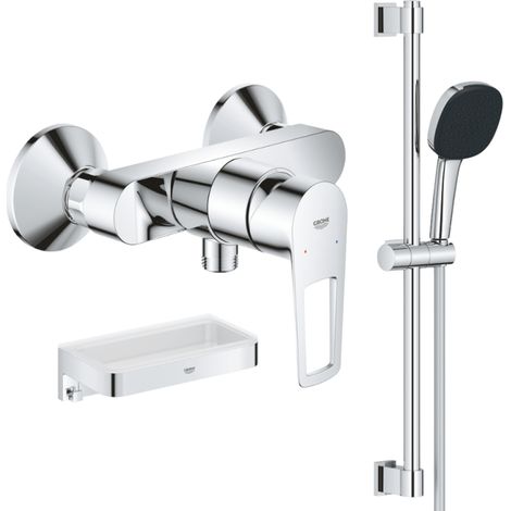 Pack mitigeur douche mécanique GROHE StartLoop + Ensemble de douche 2 jets avec barre + Panier douche