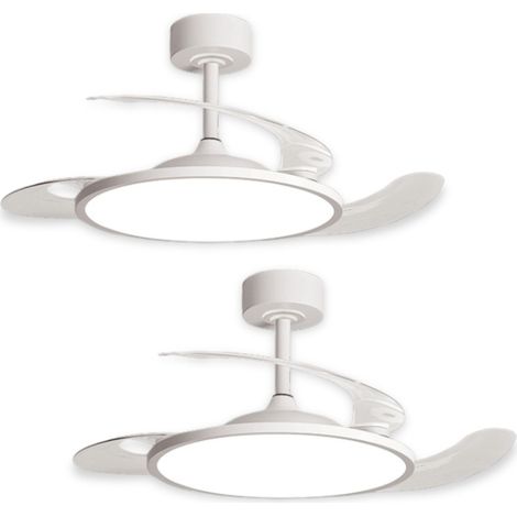 2x Ventilatore Da Soffitto Con Luce Led Pale Scomparsa 80W Lampadari Sospensione