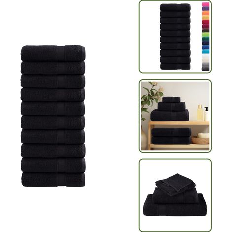 Premium-Duschtücher SOLUND 10 Stk. Schwarz 70x140 cm 600 g/m² - Baumwolle - Duschtuch - Handtuch - Badehandtuch - Schwarze Handtücher (1/5)