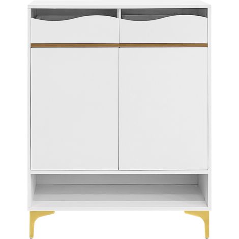 Scarpiere moderna bianca con LED 16 colori 80x35x105 cm con cassetti e ripiani (1/5)