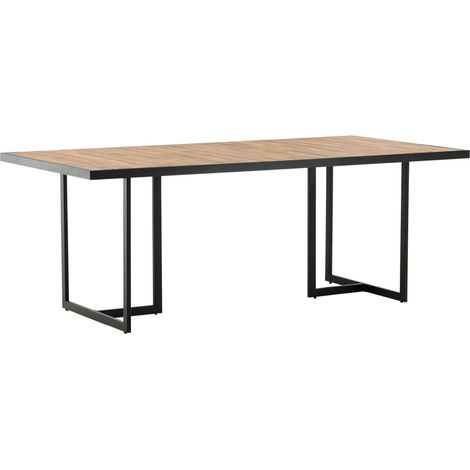 Table de Jardin en Bois "Khung" 200cm Naturel & Noir (1/5)