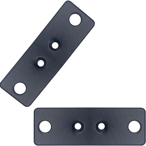 Plaque Perforée Plaques d'assemblage plates Connecteur de réparation- 2 pièces 75x25 mm Supports de Fixation Droits Plats Métalliques pour Rejoint la Fixation et Réparation Meubles(Noir)