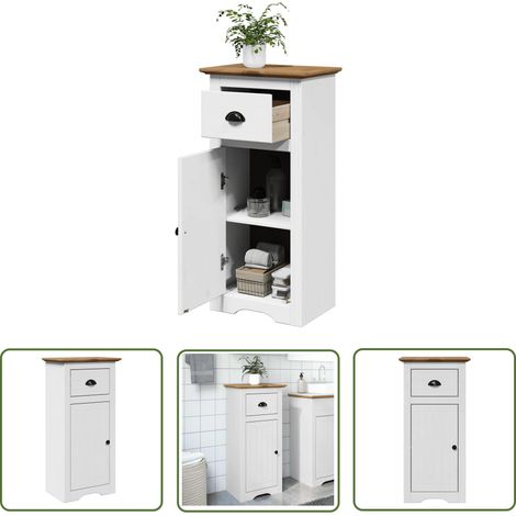 vidaXL Armoire de salle de bain BODO blanc et marron 44x30x90 cm (1/5)