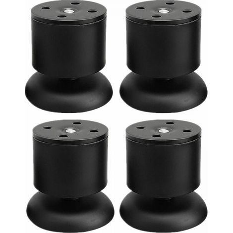 Lot de 4 Pieds Noir - 6cm de Meuble Réglable Pieds de Table en Acier Inoxydable avec Tapis en Caoutchouc et Vis (1/4)