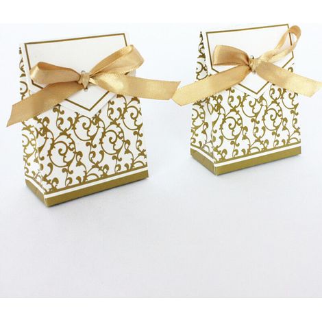 50 x Or papier Boîtes de fête boite cadeau Pour les faveurs, les bonbons, les confettis, les cadeaux et les bijoux pour Mariage, anniversaire, bébé douche, saint, communion, noël (1/5)
