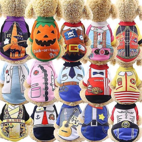Vêtements pour animaux de compagnie - Tenues pour chiens - Halloween - Doudoune - T-shirt pour chiot Chihuahua, Yorkshire Terrier, Bulldog - Taille L (3-4 kg) - Motif cow-boy (1/4)