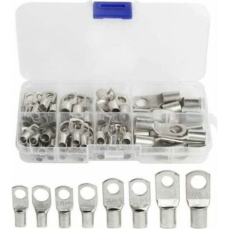 60 morsetti elettrici, foro per bullone, rame stagnato, connettori SC, crimpatore/saldatore per cavi da 6 mm², 8 mm², 10 mm², 16 mm², 25 mm² (1/4)