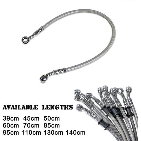 Durite de frein M10 pour moto, 39-140 cm, universelle, tressée en acier inoxydable. (1/5)