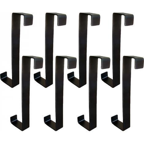 Lot de 8 crochets porte manteaux pour porte en fer galvanisé - Noir - Vivezen (1/4)