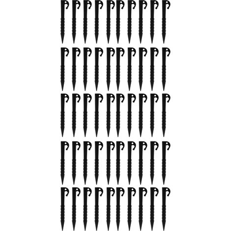 50 Pcs Plastic Tent Peg 5.5in Serrated Sand Stake High Strength ABS Outdoor Beach Spike Tent Nail for Camping Awning Black